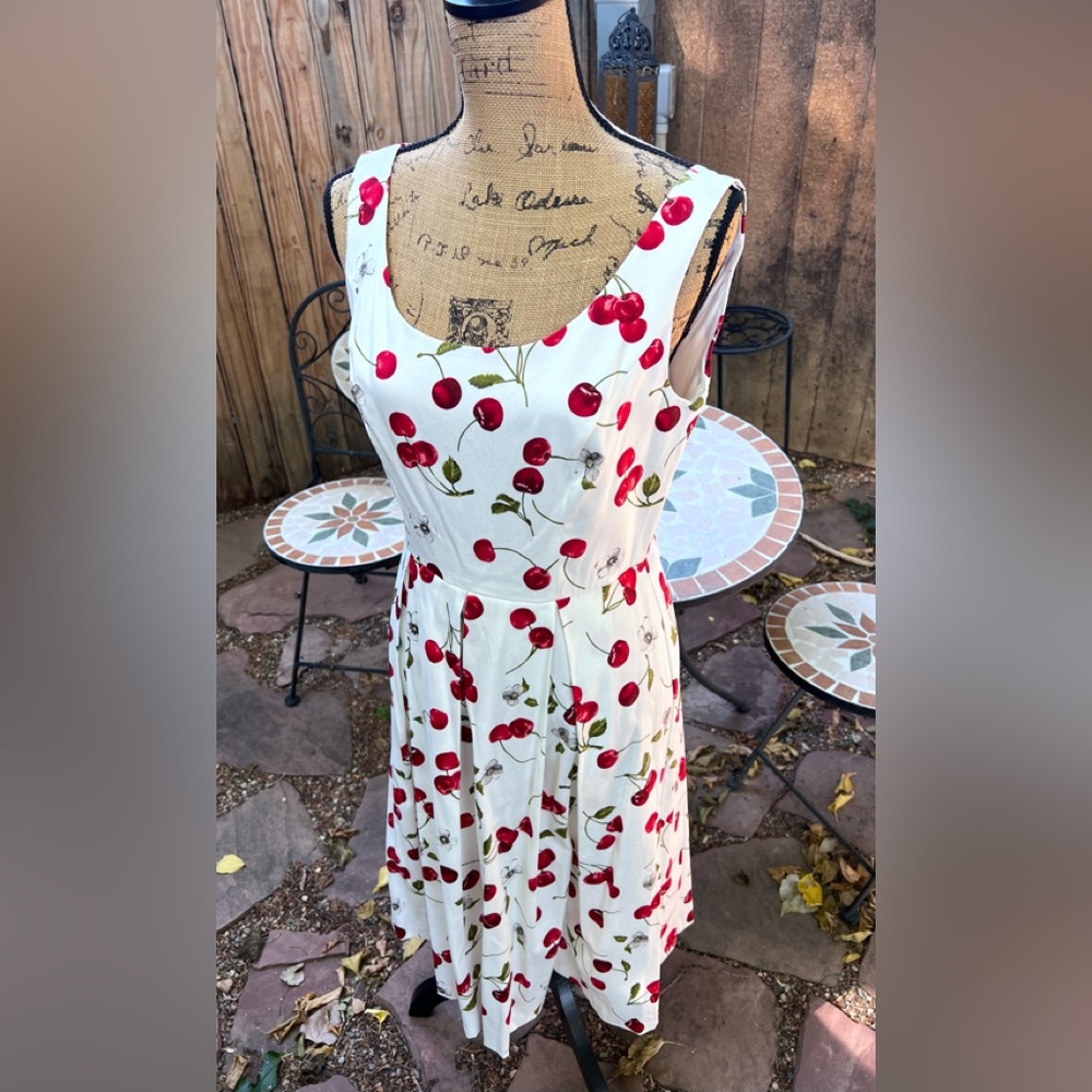NWOT Leslie Fay Cotton Cherry Fit & Flare Dress